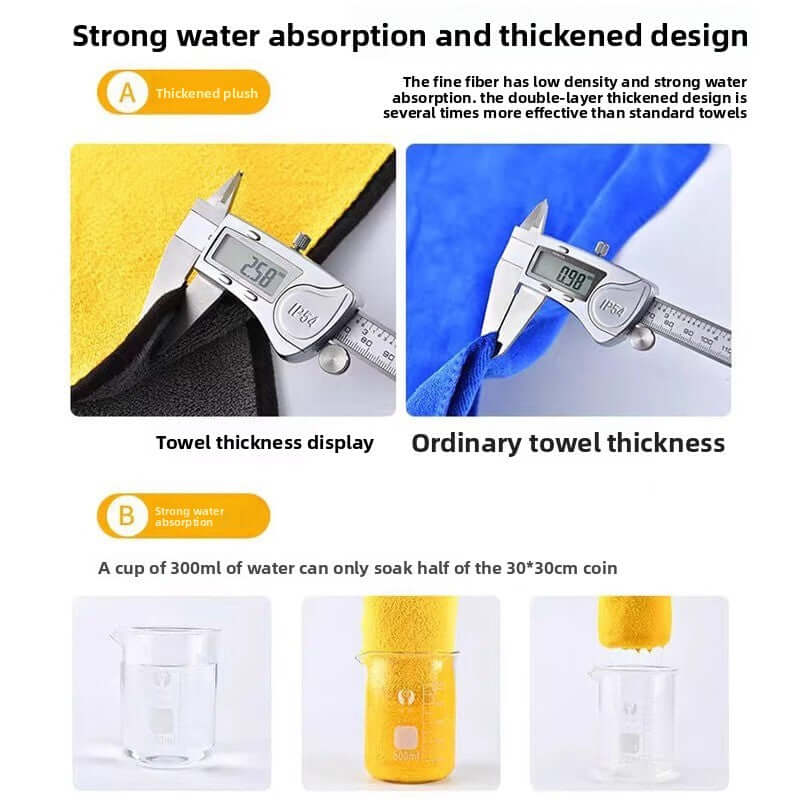 Strong water absorption and thicker design comparison of car wash towel thickness and ordinary towel thickness