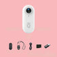 4K Thumb Camera – Ultra Compact with accessories on a pink background, designed for capturing life&