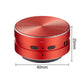 Red Mini Speaker with compact design, measuring 40mm in diameter and 25mm in height, highlighting portability and audio quality.