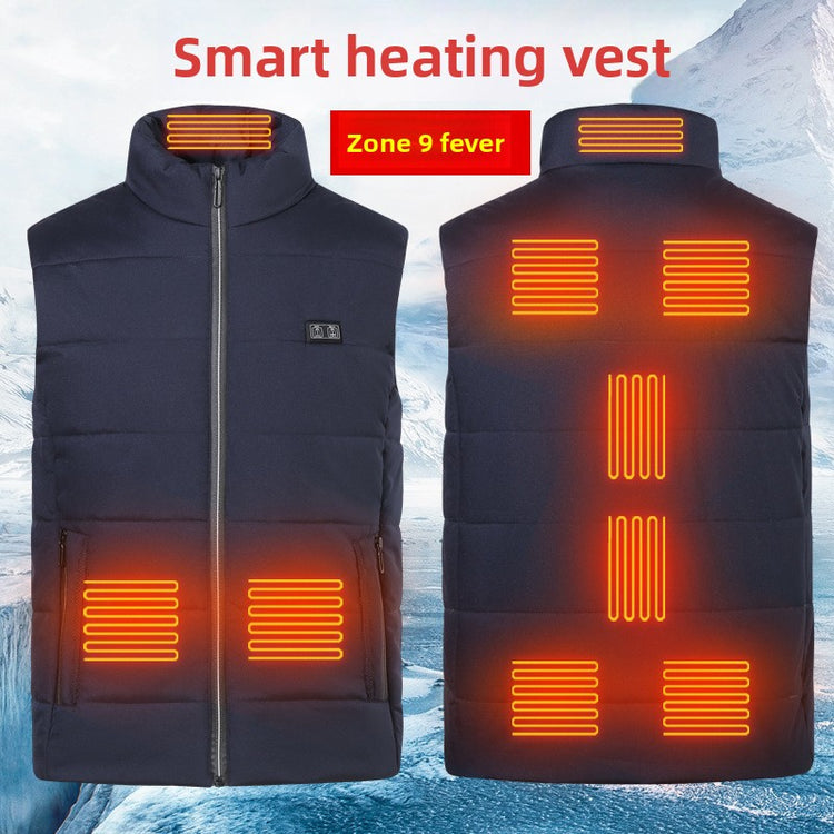 Smart Heating Vest with adjustable heating zones for comfort in cold weather.