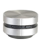 Mini Speaker in silver color with control buttons, showcasing portability and high-quality audio.