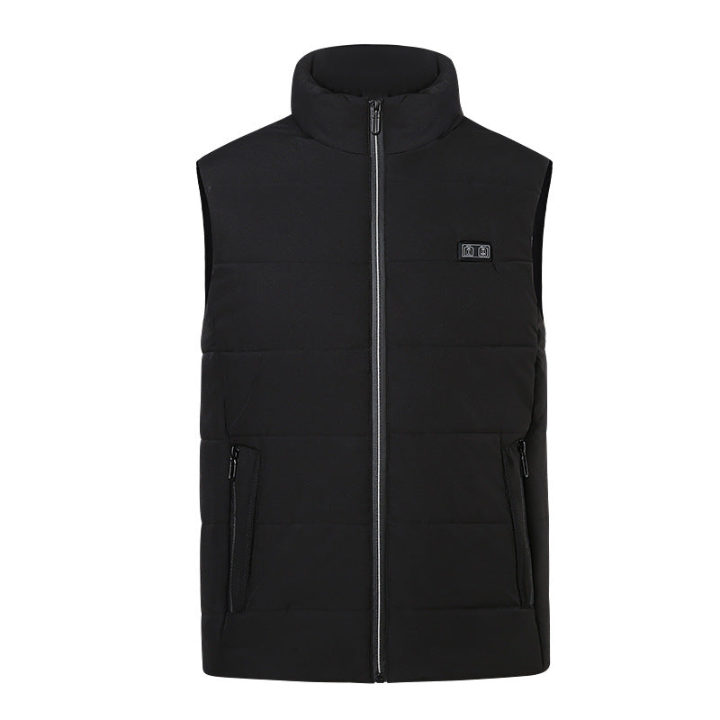 Smart Heating Vest in sleek black design, perfect for keeping warm in cold environments.
